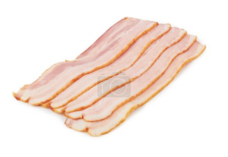 Foto de Fresh raw bacon on white background - Imagen libre de derechos