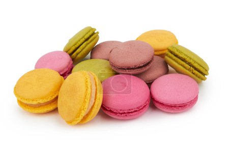 Photo for French colorful macarons on white background - Royalty Free Image