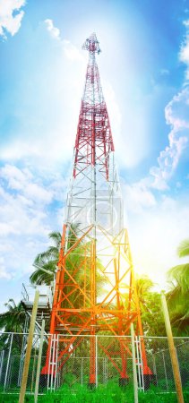Photo for Modern communication telecommunication tower - Royalty Free Image