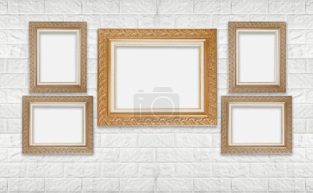 Photo for Classic blank photo frames on brick wall - Royalty Free Image