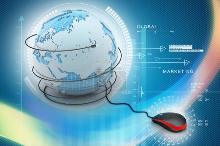 Photo for Internet 3d concept - computer mouse with globe - Royalty Free Image
