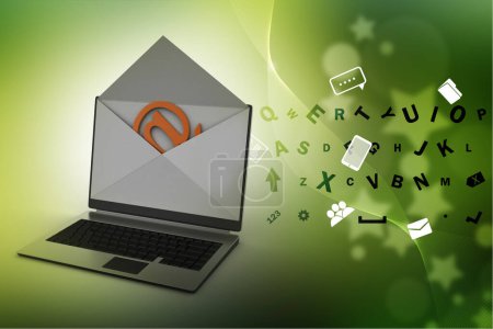 Photo for Email and laptop, 3d illustration - Royalty Free Image