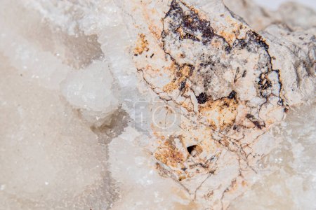 Photo for Calc-sinter white mineral texture formed on an usual piece of bed rock - Royalty Free Image
