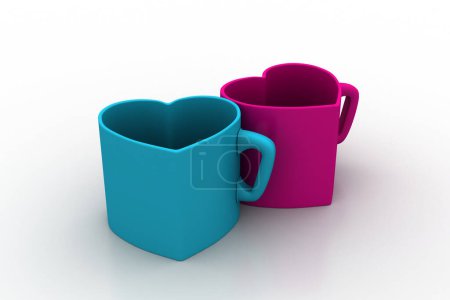 Photo for Heart shaped cups isolated on white background - Royalty Free Image