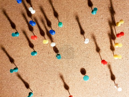 Photo for Drawing pins in corkboard, close-up view - Royalty Free Image