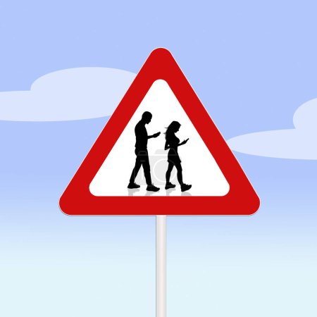Foto de Prohibición de caminar con smartphone en la señal de tráfico - Imagen libre de derechos