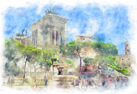 Téléchargez les photos : Piazza d'Aracoeli, vue sur l'autel de la Patrie - en image libre de droit