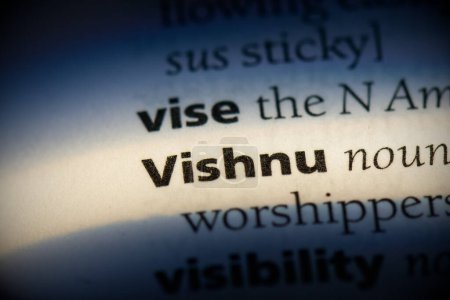 Foto de Palabra de Vishnu, resaltada en el diccionario, vista de cerca - Imagen libre de derechos