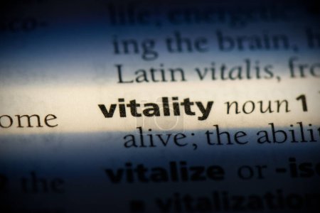 Foto de Palabra vitalidad, resaltado en el diccionario, vista de cerca - Imagen libre de derechos