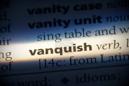 Foto de Vanquish word, resaltado en el diccionario, vista de cerca - Imagen libre de derechos