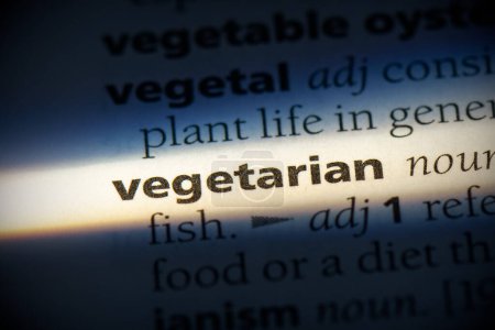 Foto de Palabra vegetariana, resaltado en el diccionario, vista de cerca - Imagen libre de derechos