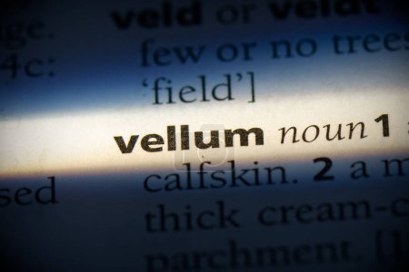 Téléchargez les photos : Vellum word, surligné dans le dictionnaire, vue de près - en image libre de droit