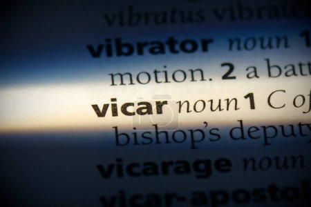 Téléchargez les photos : Mot vicaire, surligné dans le dictionnaire, vue de près - en image libre de droit