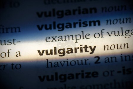 Téléchargez les photos : Mot vulgarité, surligné dans le dictionnaire, vue de près - en image libre de droit