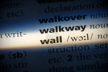 Téléchargez les photos : Wall word, surligné dans le dictionnaire, vue rapprochée - en image libre de droit
