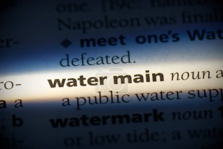 Photo for Water main word, highlighted in dictionary, close up view - Royalty Free Image