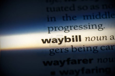 Foto de Waybill palabra, resaltado en el diccionario, vista de cerca - Imagen libre de derechos