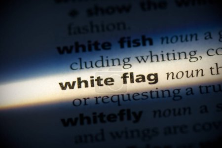 Foto de Palabra bandera blanca, resaltado en el diccionario, vista de cerca - Imagen libre de derechos