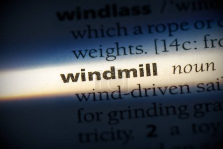 Téléchargez les photos : Mot moulin à vent, surligné dans le dictionnaire, vue de près - en image libre de droit