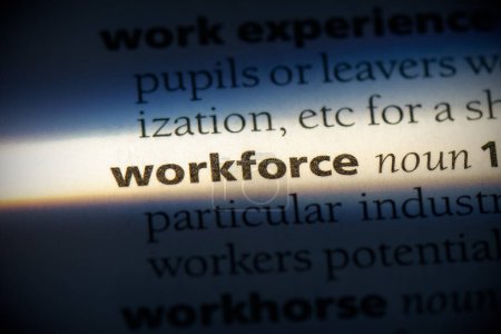 Photo for Workforce word, highlighted in dictionary, close up view - Royalty Free Image