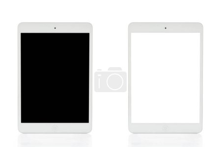 Photo for White tablet computer, colorful illustration - Royalty Free Image