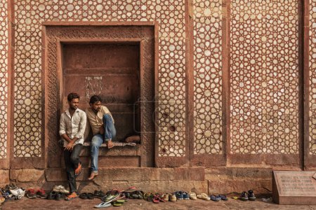 Photo for 2 indian caretaker of shoes at Buland at Darwaza - Royalty Free Image