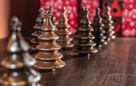 Photo for Chocolate Christmas Trees, beautiful festive Christmas card - Royalty Free Image