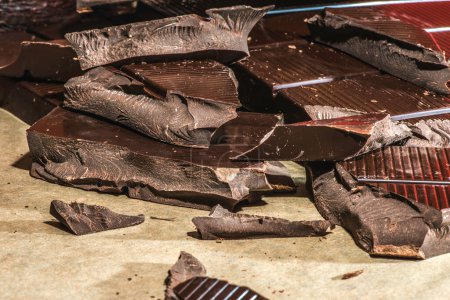 Photo for Chocolate bar crushed, close up - Royalty Free Image