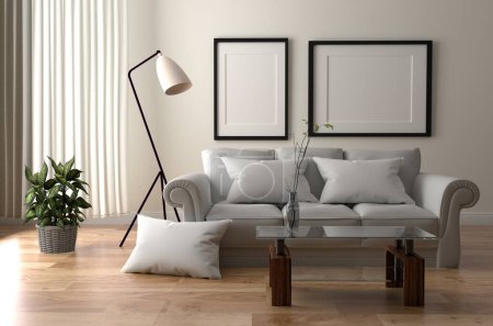 Foto de Sala de estar Interior - Habitación de estilo escandinavo con suelo de madera - Imagen libre de derechos