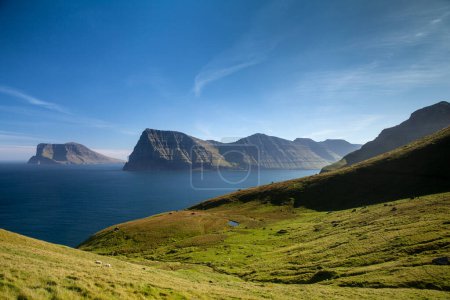 Photo for "Kallur lighthouse hiking trail, Kalsoy Island, Faroe Islands" - Royalty Free Image
