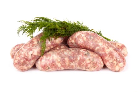 Photo for Sausages with dill isolated on white - Royalty Free Image