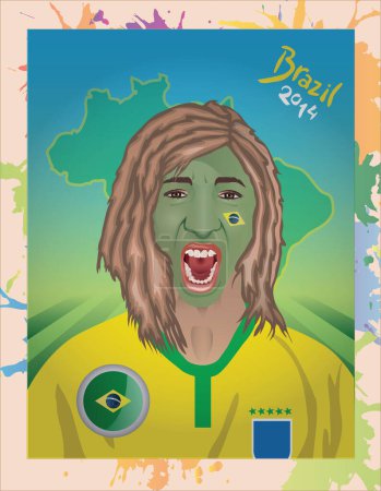 Téléchargez les photos : Fan de football brésilien criant - en image libre de droit