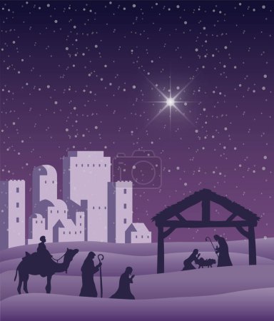 Téléchargez les photos : Scène de la Nativité sous le ciel étoilé - en image libre de droit