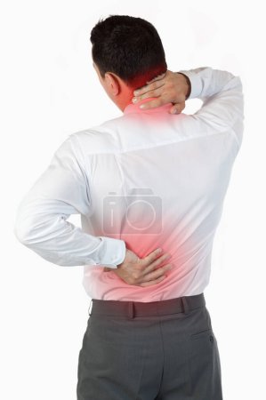 Foto de Retrato de la espalda dolorosa de un hombre de negocios - Imagen libre de derechos