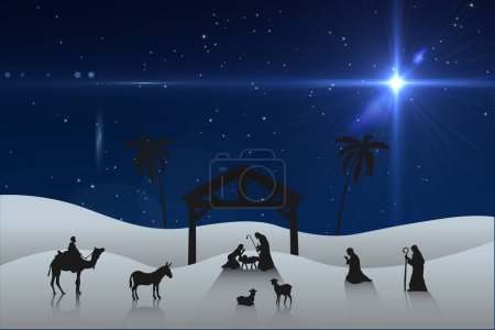 Téléchargez les photos : Image composite de la crèche, belle carte de Noël festive - en image libre de droit