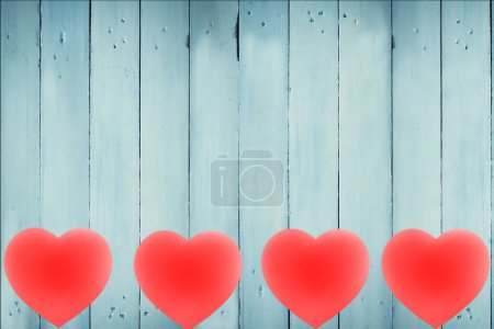 Foto de Imagen compuesta de corazones rojos sobre fondo azul - Imagen libre de derechos