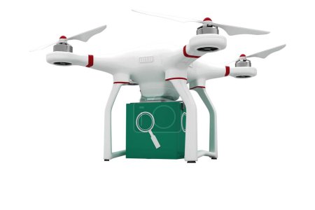 Téléchargez les photos : Image numérique d'un drone tenant un cube - en image libre de droit