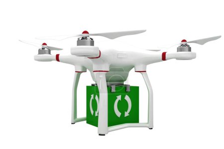 Téléchargez les photos : Image numérique d'un drone tenant un cube - en image libre de droit