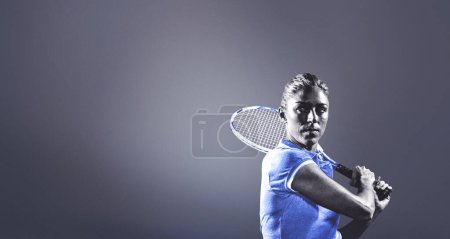 Photo for Composite image of tennis player playing tennis with a racket - Royalty Free Image