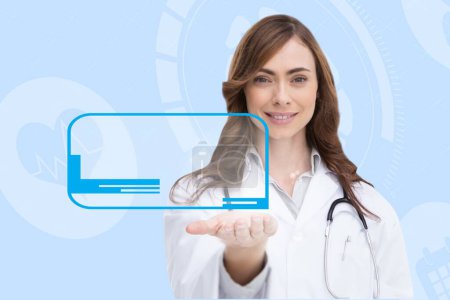 Photo for Female doctor holding a medical hologram - Royalty Free Image