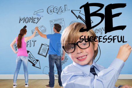 Photo for Young boy writing be successful - Royalty Free Image