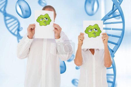 Photo for Couple holding flu signs - Royalty Free Image