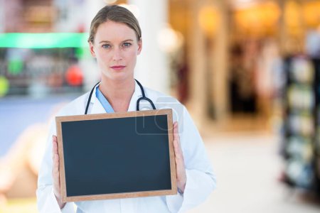 Photo for Female doctor holding a blackboard. Healthcare and medicine concept - Royalty Free Image