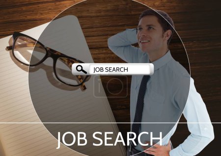 Téléchargez les photos : Concept de recherche d'emploi avec homme d'affaires - en image libre de droit