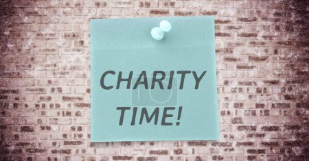 Photo for "Post it charity time  background view - Royalty Free Image