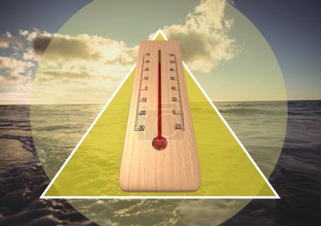 Photo for Thermometer and shape against ocean background - Royalty Free Image