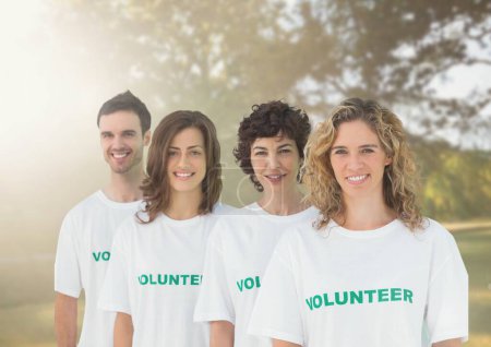 Photo for Digital composite of volunteers standing in row - Royalty Free Image