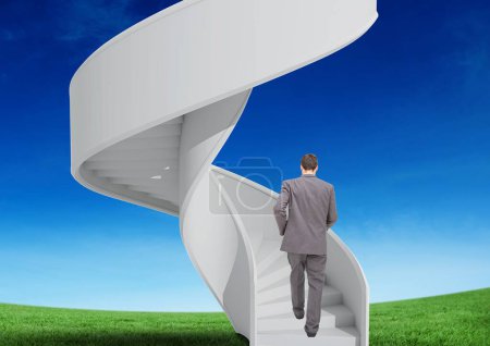 Foto de Hombre de negocios en las escaleras en los negocios - Imagen libre de derechos