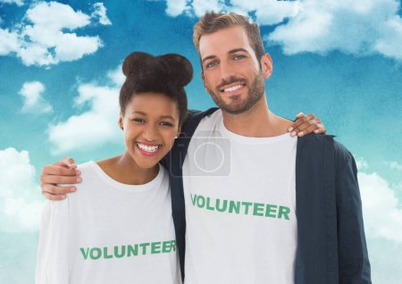 Photo for Digital composite of volunteers hugging - Royalty Free Image