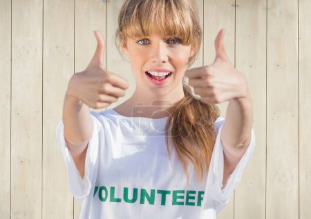 Photo for Volunteer woman thumbs up - Royalty Free Image